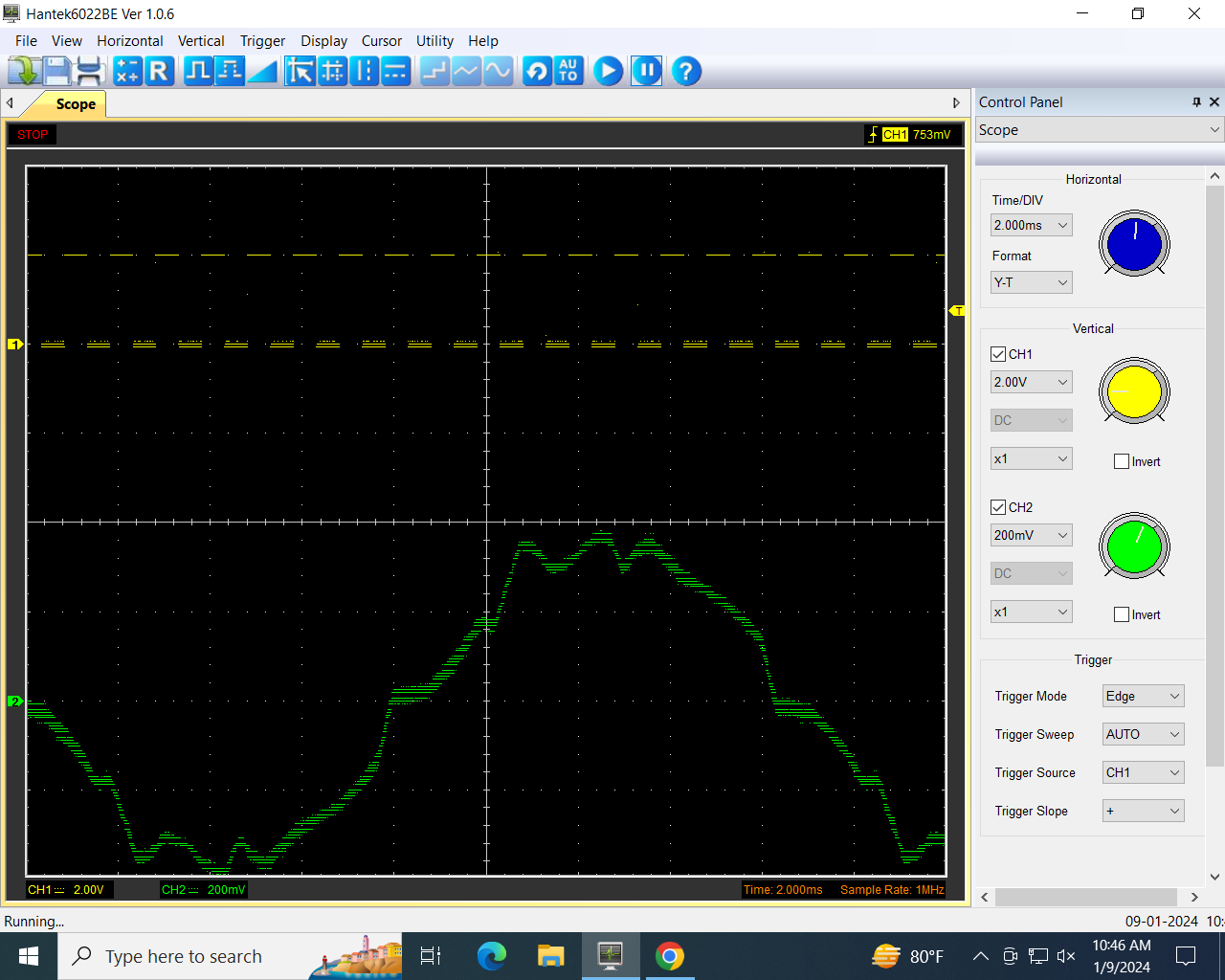  Hantek oscilloscope screen