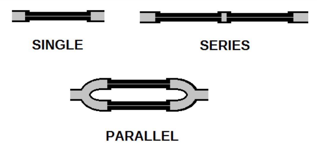 Capillary tubes: alone, in series and in parallel