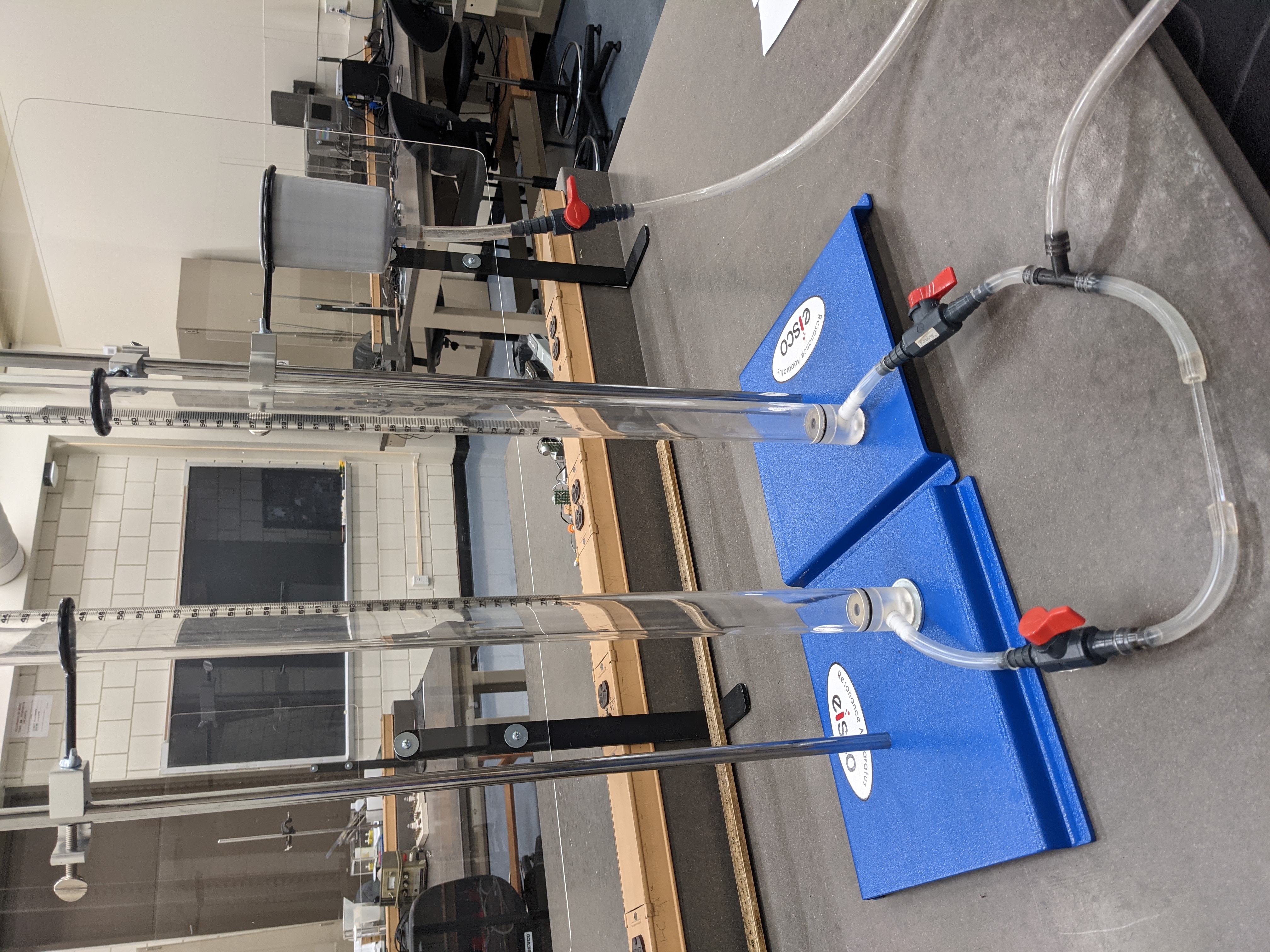 Photo of apparatus for Poiseuille's Law.